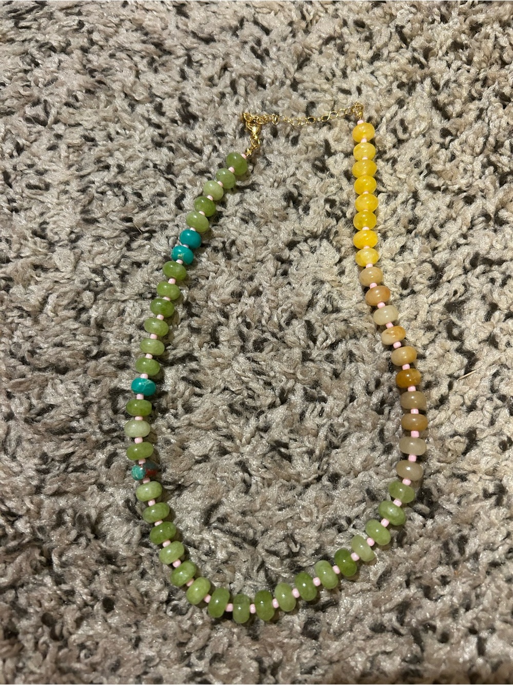 Handcrafted Multicolor Bead Necklace - Green & Yellow
